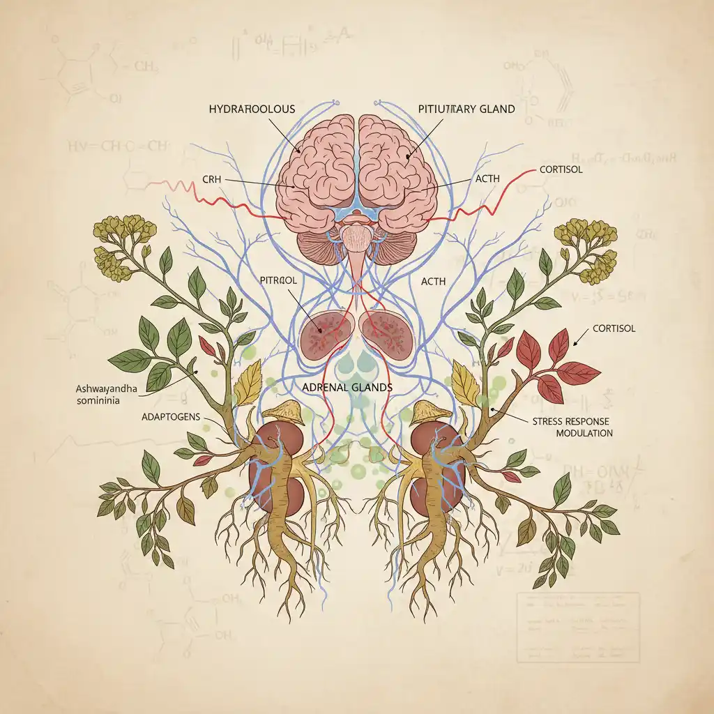 Illustration of the HPA axis and adaptogenic interaction