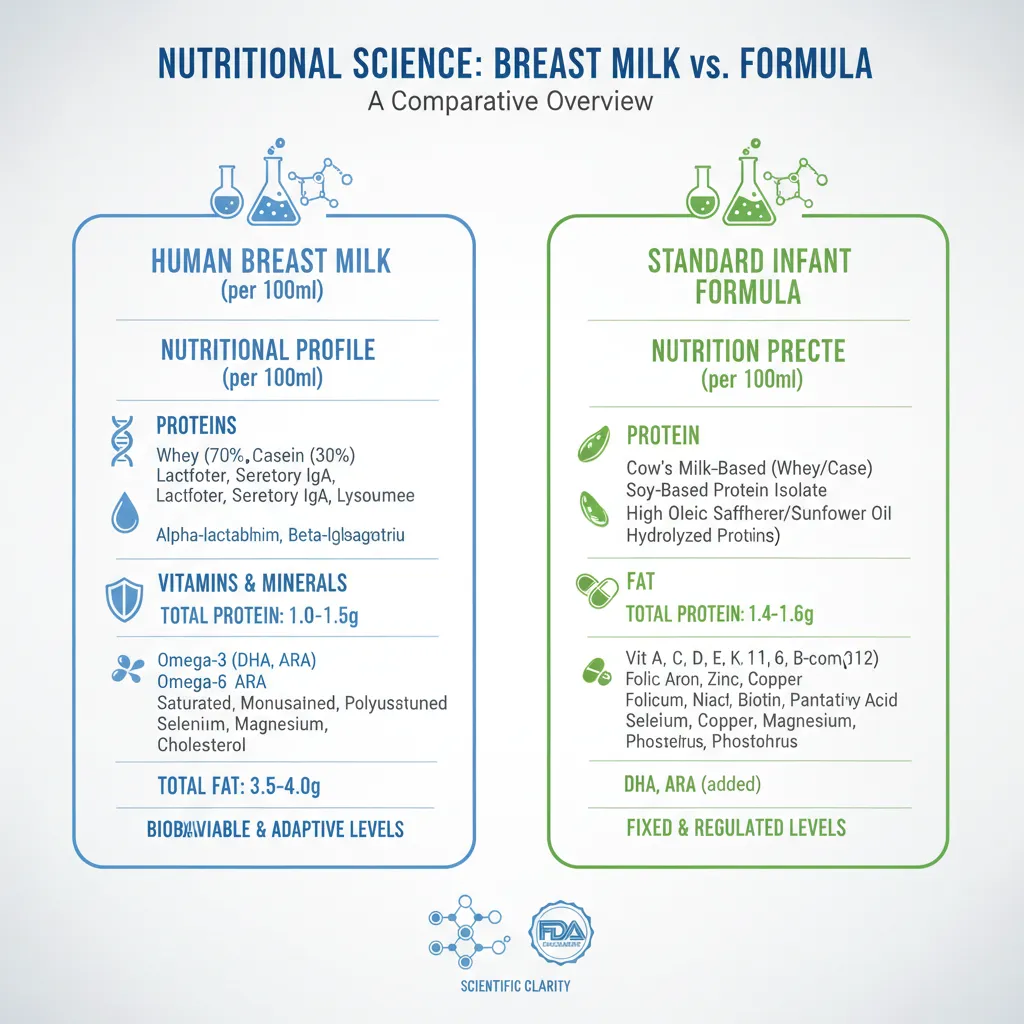 Nutritional comparison between breast milk and FDA standard formula