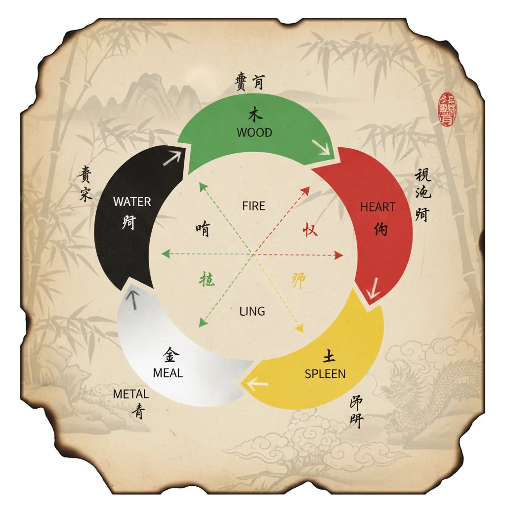 Chart showing the Five Elements and their organ correspondences in TCM