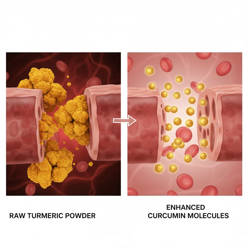 Comparison of raw turmeric absorption versus enhanced curcumin bioavailability