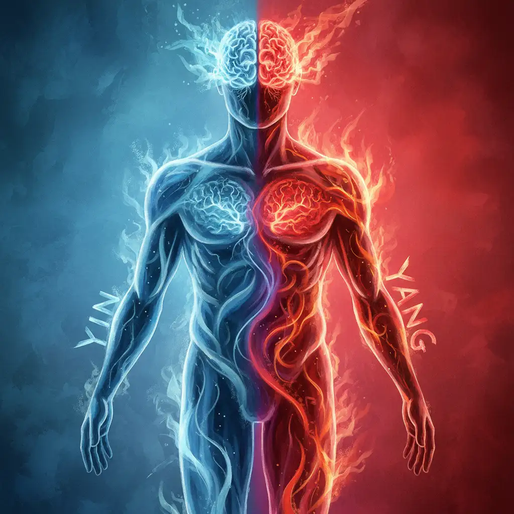 Illustration of Yin and Yang biological duality in the human body