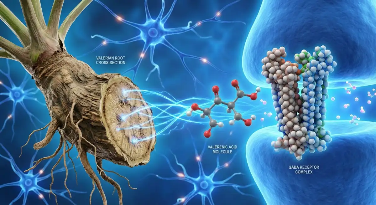 Valerian root molecular structure and GABA interaction
