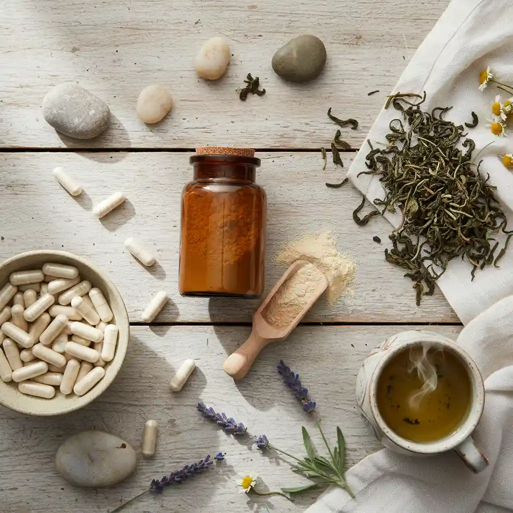 Natural supplements for anxiety including ashwagandha and magnesium