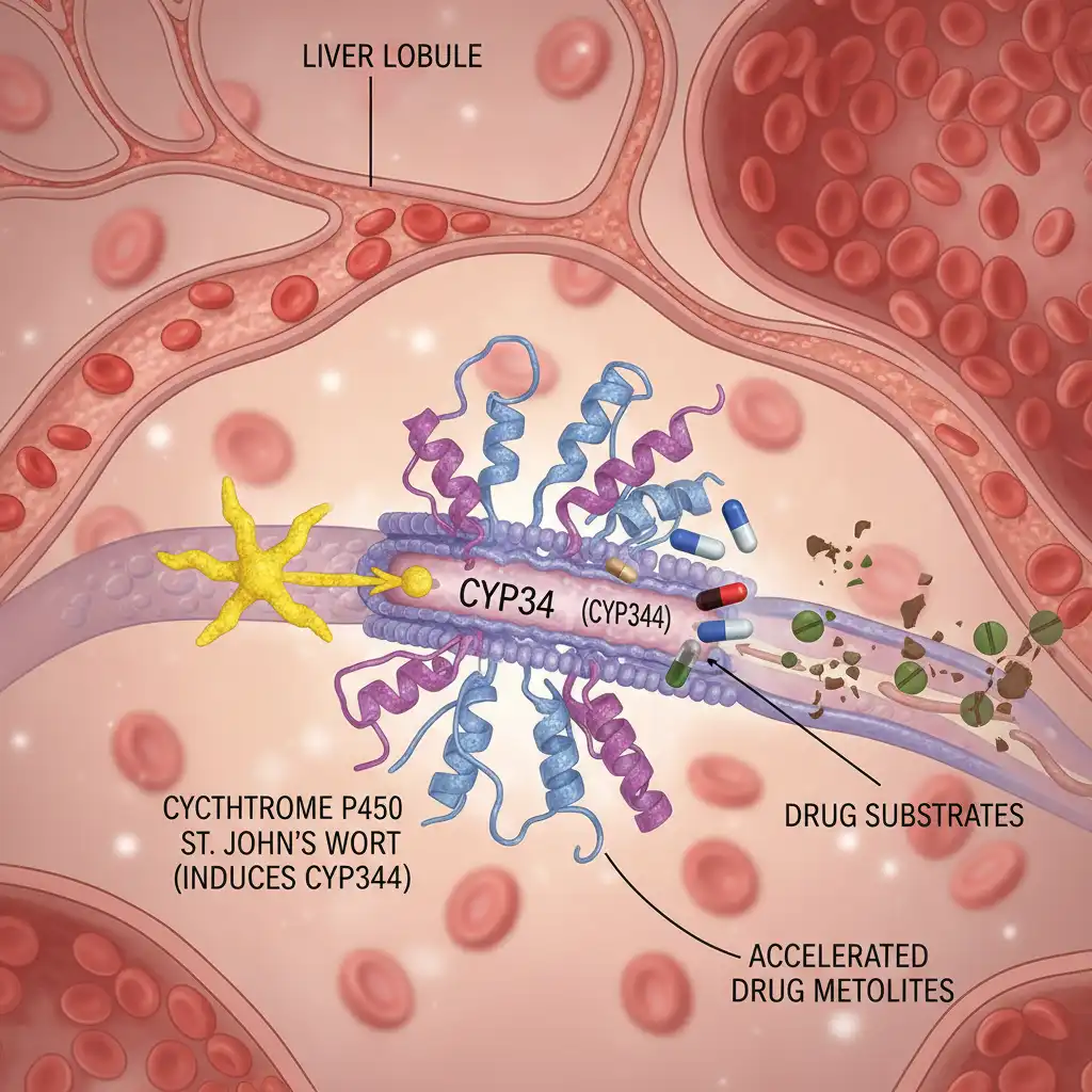 CYP3A4 liver enzyme induction pathway illustration