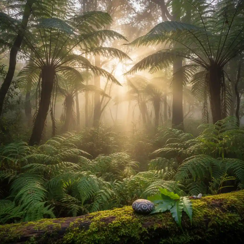 Native New Zealand forest representing the source of Rongoā Māori