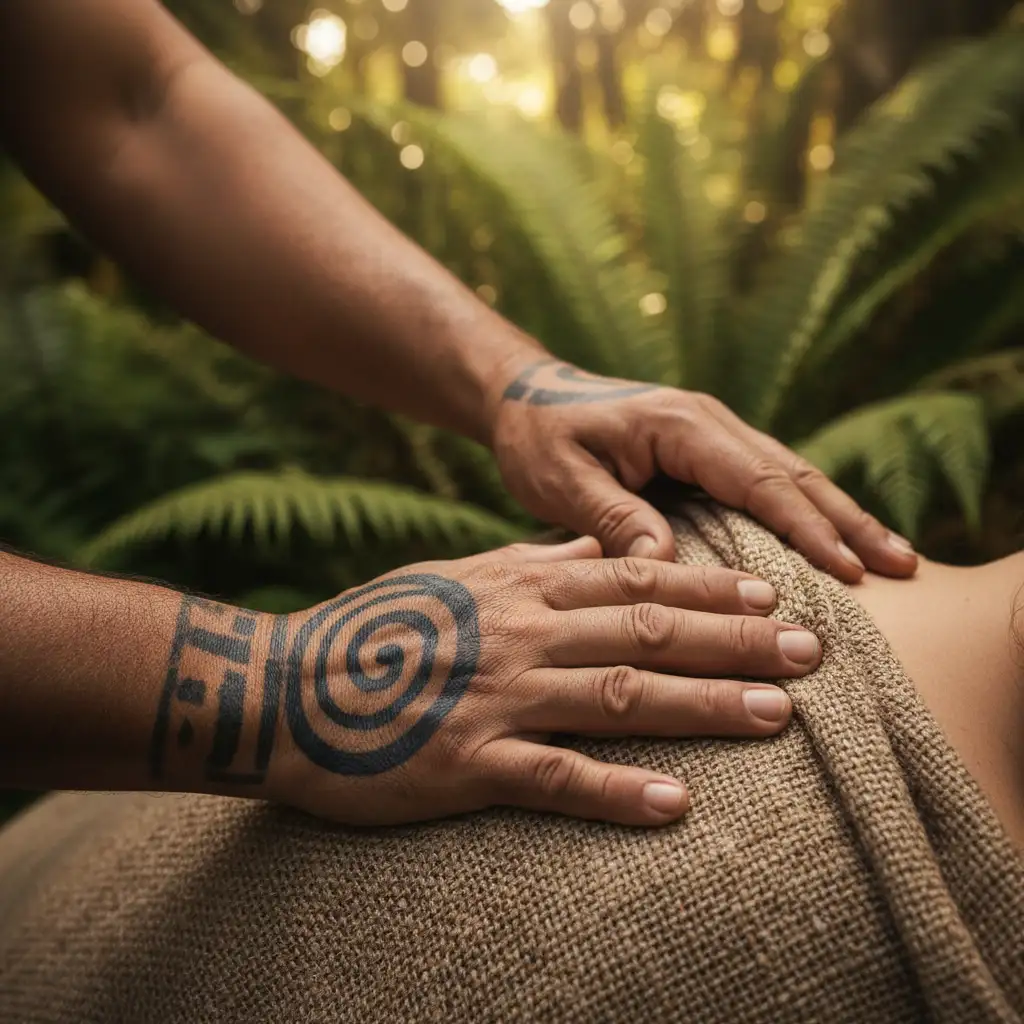 Traditional Māori healing hands performing bodywork