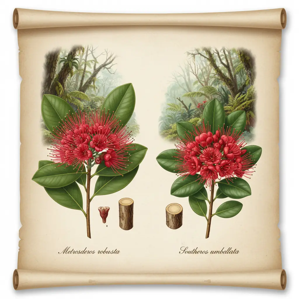 Botanical comparison of Northern and Southern Rātā medicinal plants