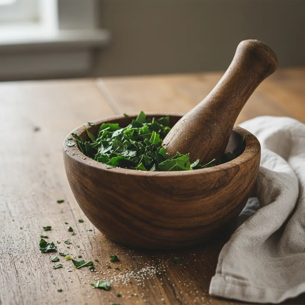 Preparation of a native plant poultice using Kawakawa leaves