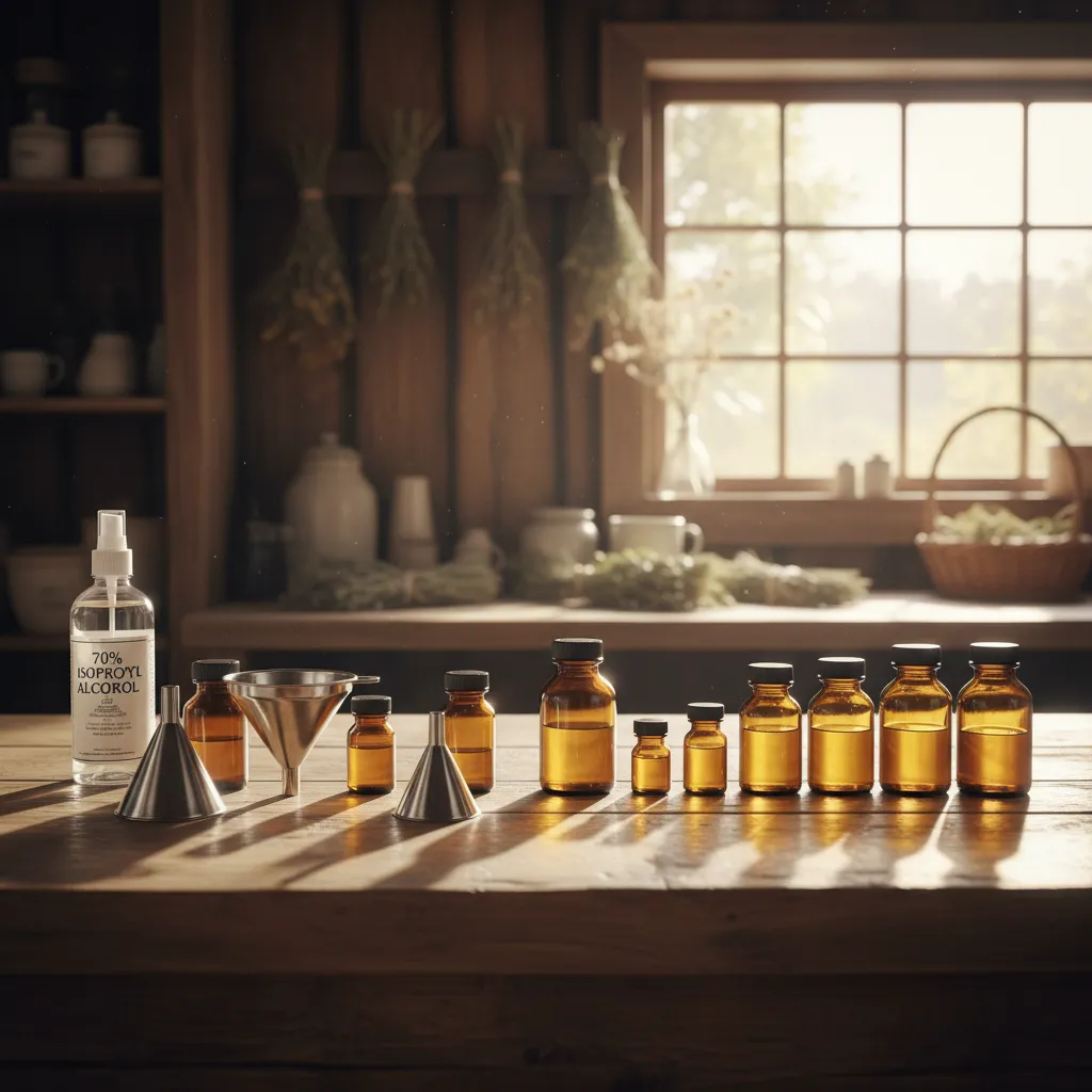 Sterilized equipment ready for homemade herbal remedy production