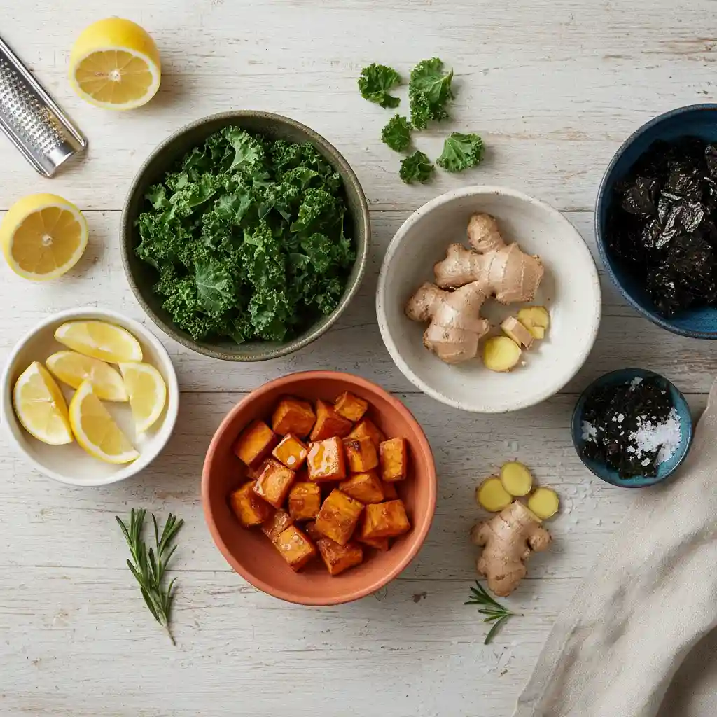 Ingredients representing the five flavors of TCM nutrition