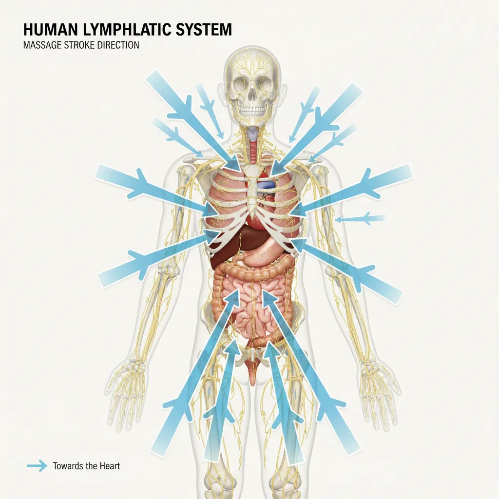 Diagram of lymphatic drainage directions for self-massage