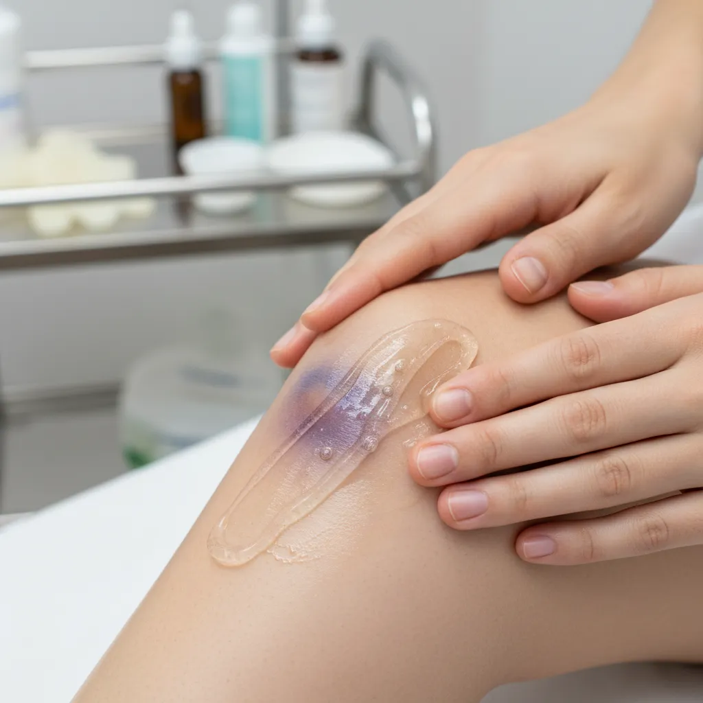 Applying topical arnica gel to a bruise