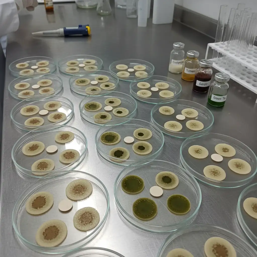 Laboratory testing of antimicrobial properties in petri dishes