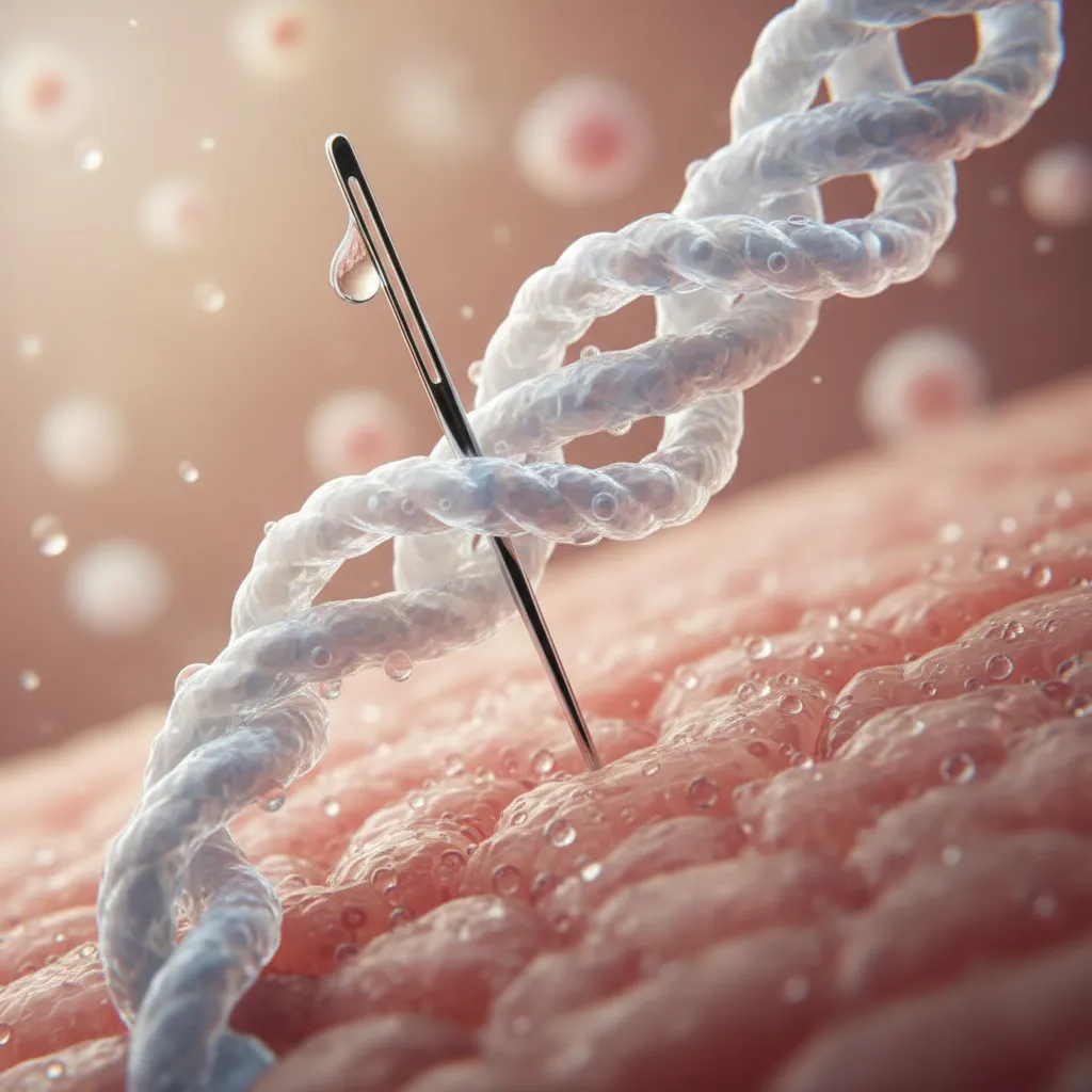 Connective tissue winding around acupuncture needle