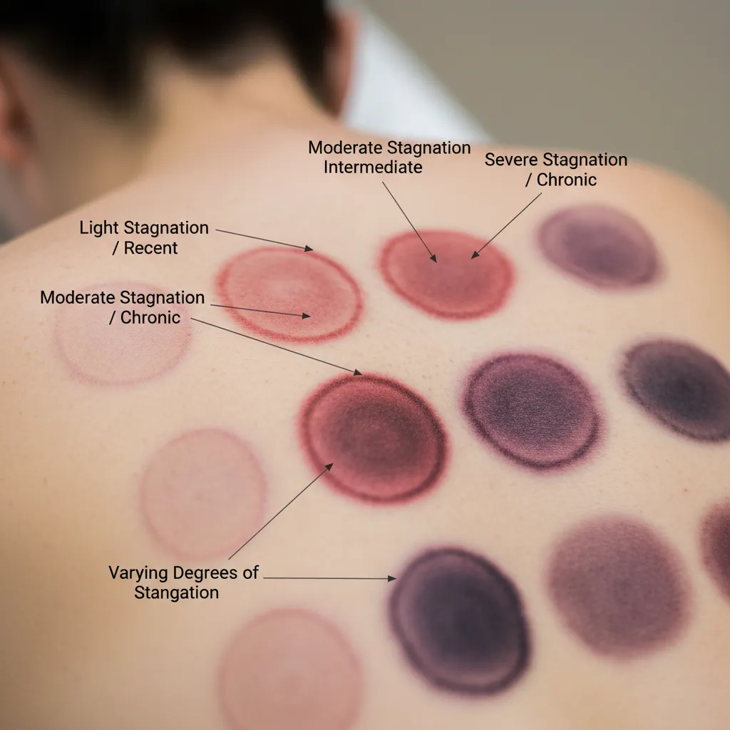 Chart showing different colors of cupping marks and their meanings