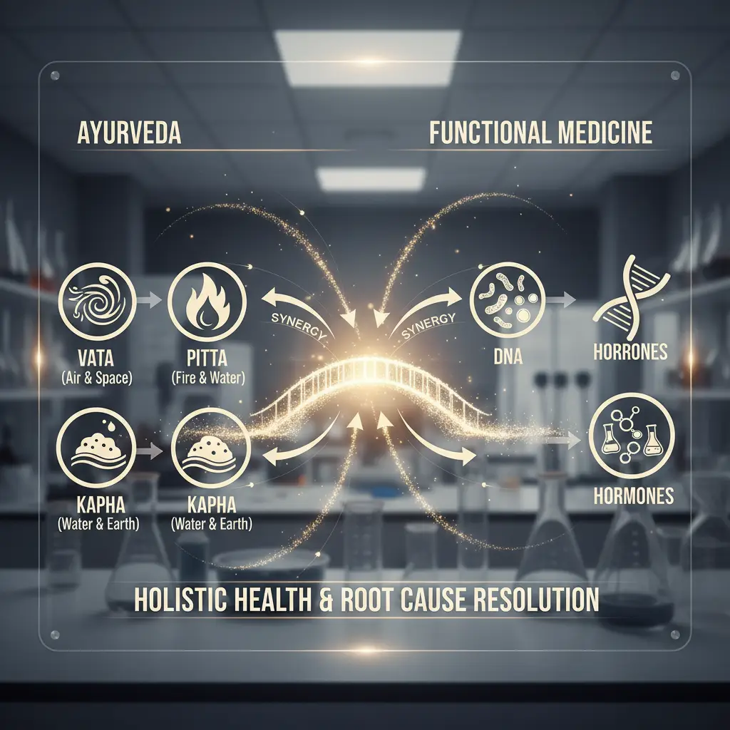 Diagram showing the integration of Ayurveda and Functional Medicine