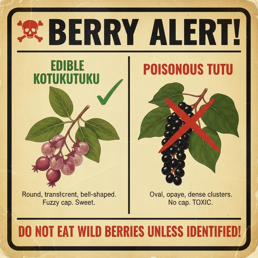 Comparison of edible and poisonous New Zealand berries