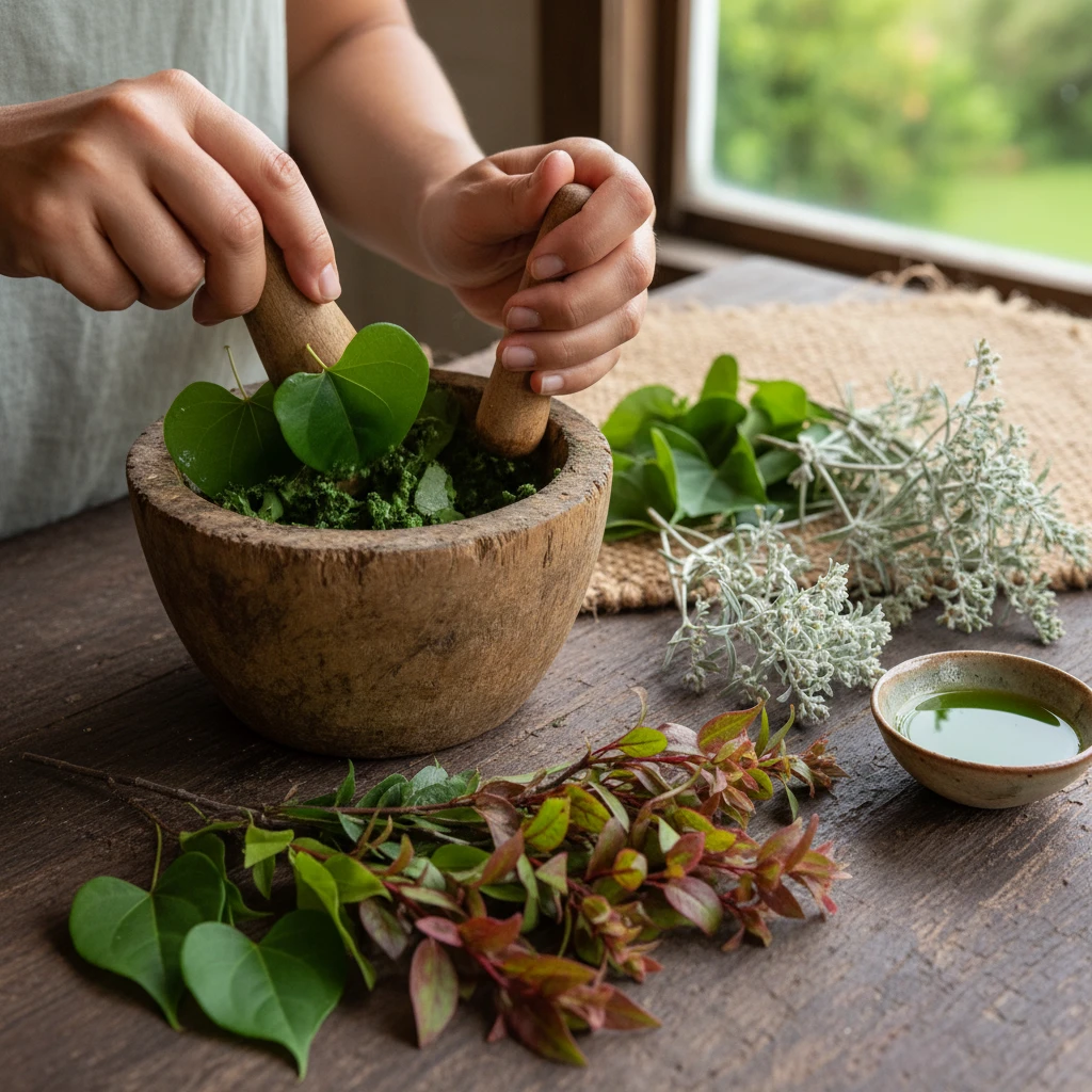 Preparing traditional NZ herbal remedies