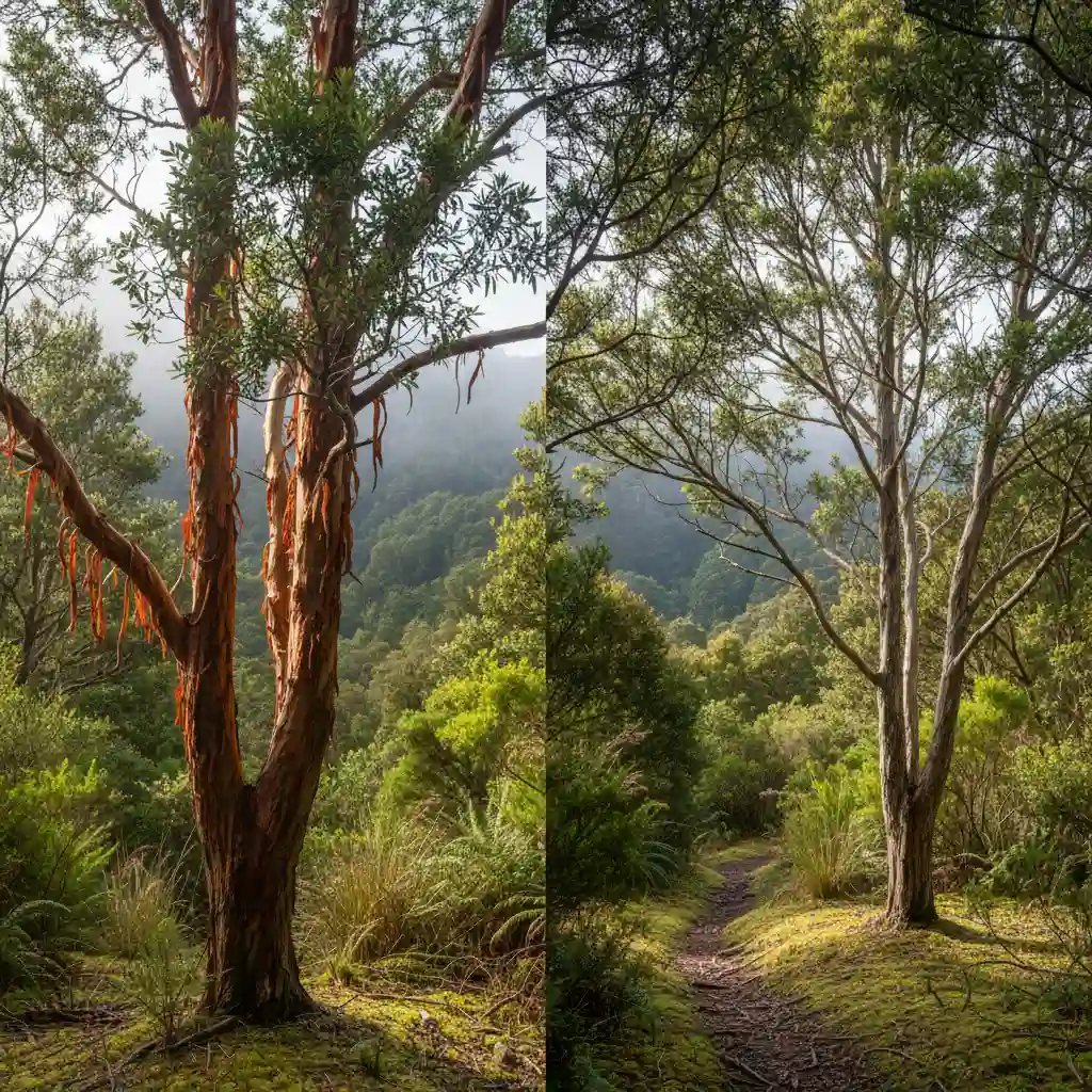New Zealand native bush with Manuka and Kanuka trees