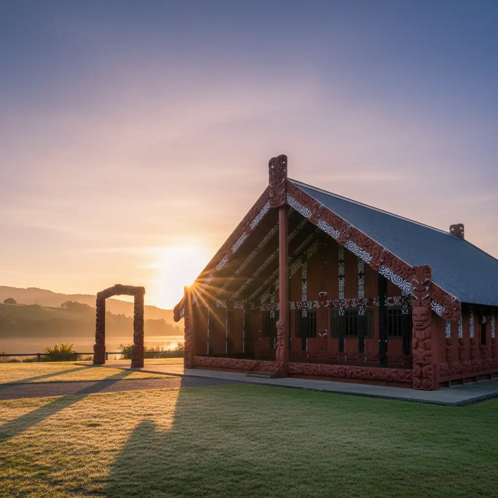 Traditional Māori Wharenui representing Te Whare Tapa Whā