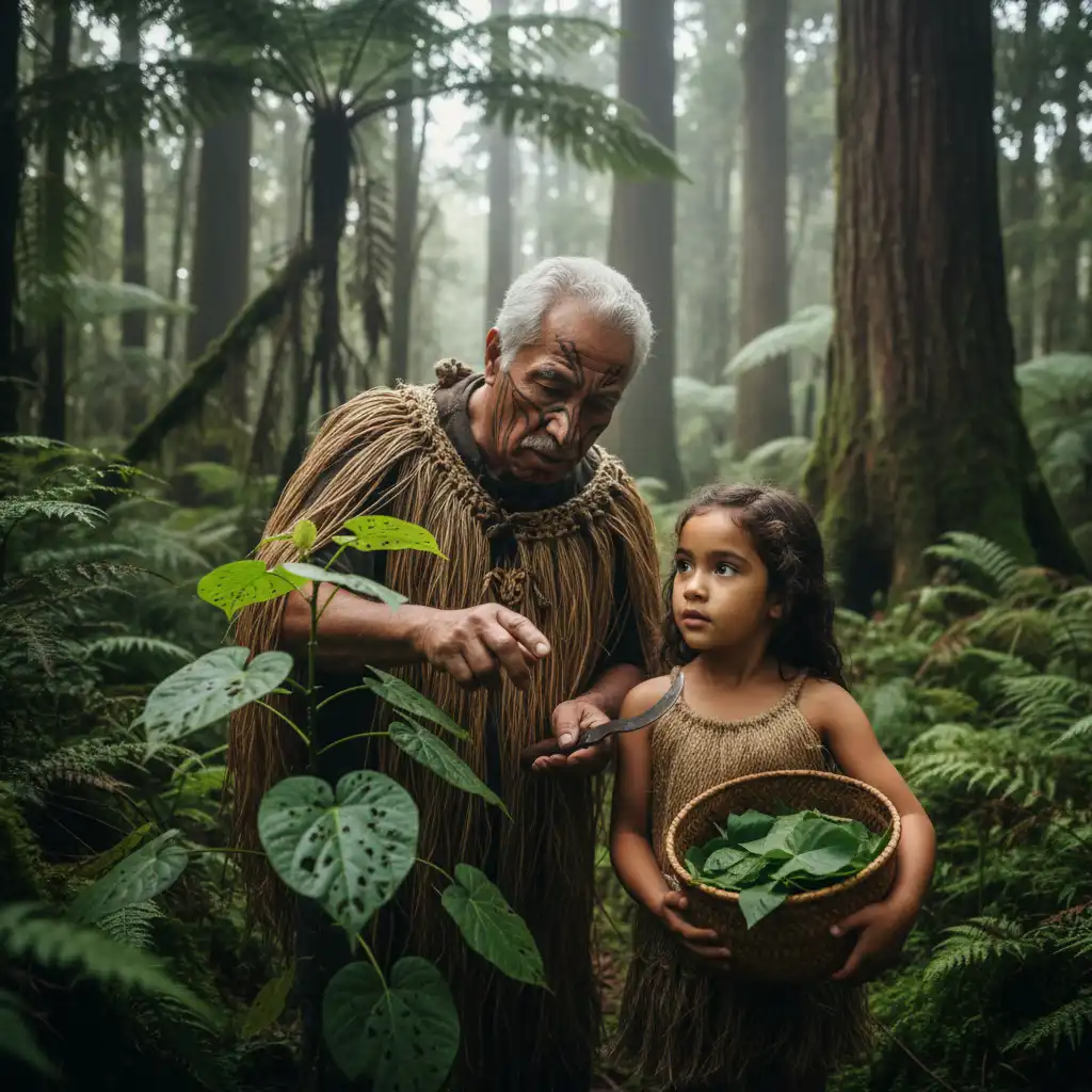 Traditional rongoa maori training in the New Zealand bush