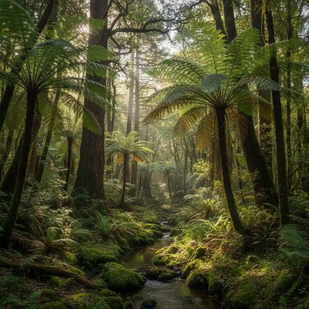Sustainable harvesting Māori in a lush New Zealand forest