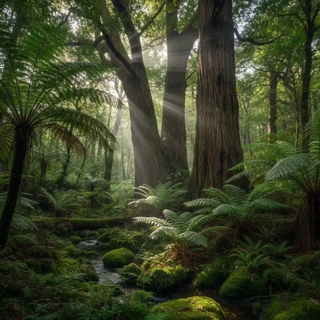 Māori forest bathing in a lush New Zealand native forest