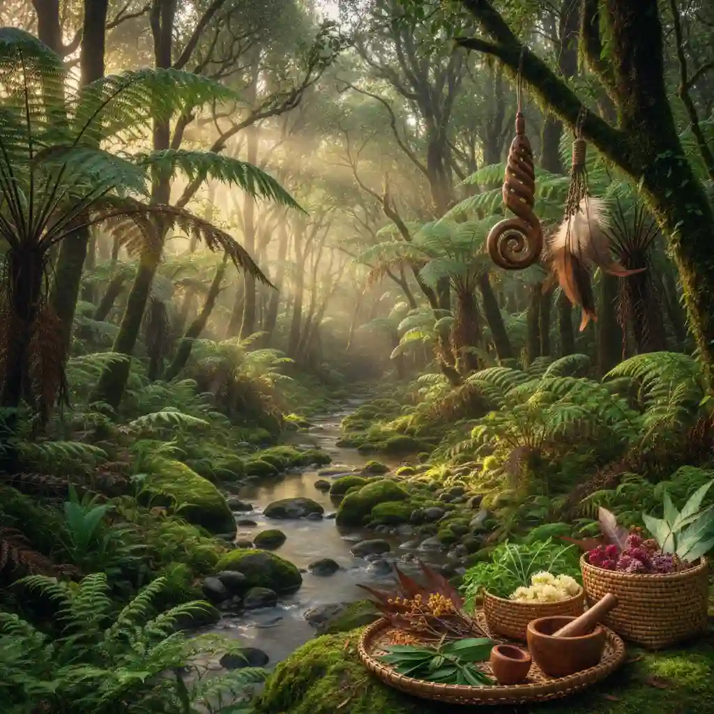 New Zealand native forest representing Rongoā Māori foundations