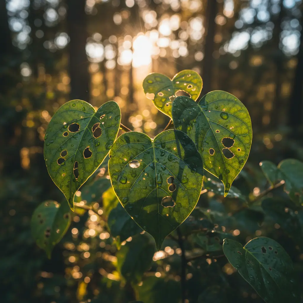 Kawakawa leaves used in Rongoā Māori science lifestyle products
