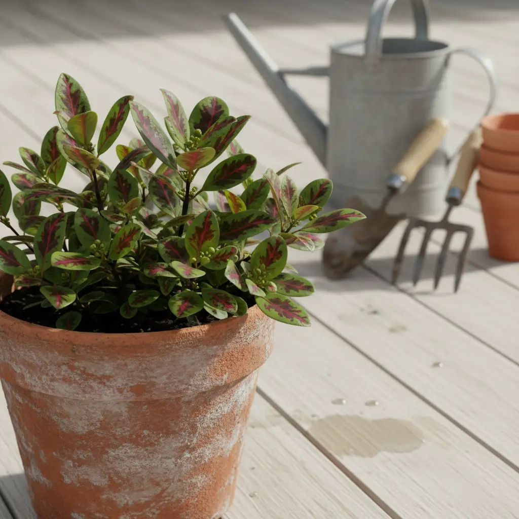 Horopito plant in a container for small space native garden NZ