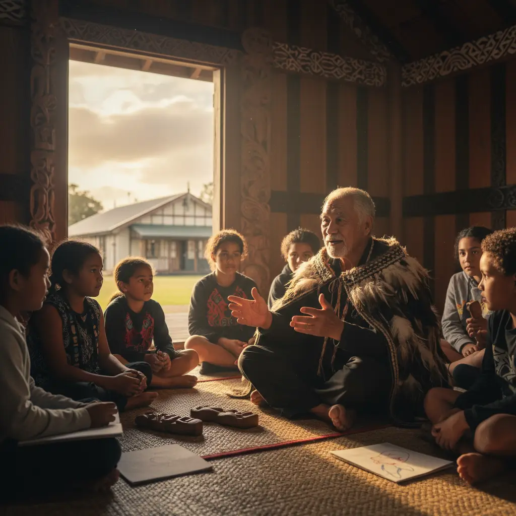 Māori elder teaching about traditional Rongoā plants and practices