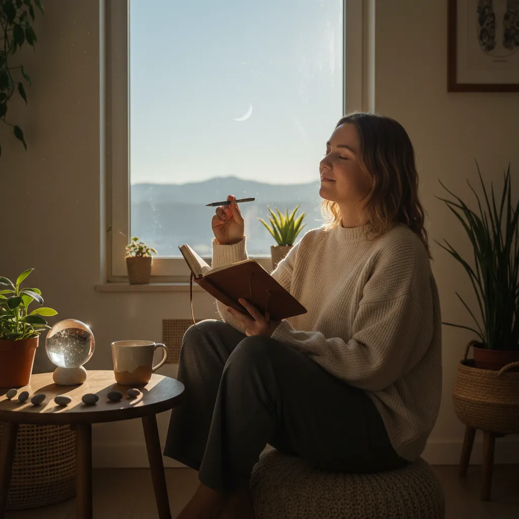 A person journaling during the low-energy Whiro phase of the Maramataka