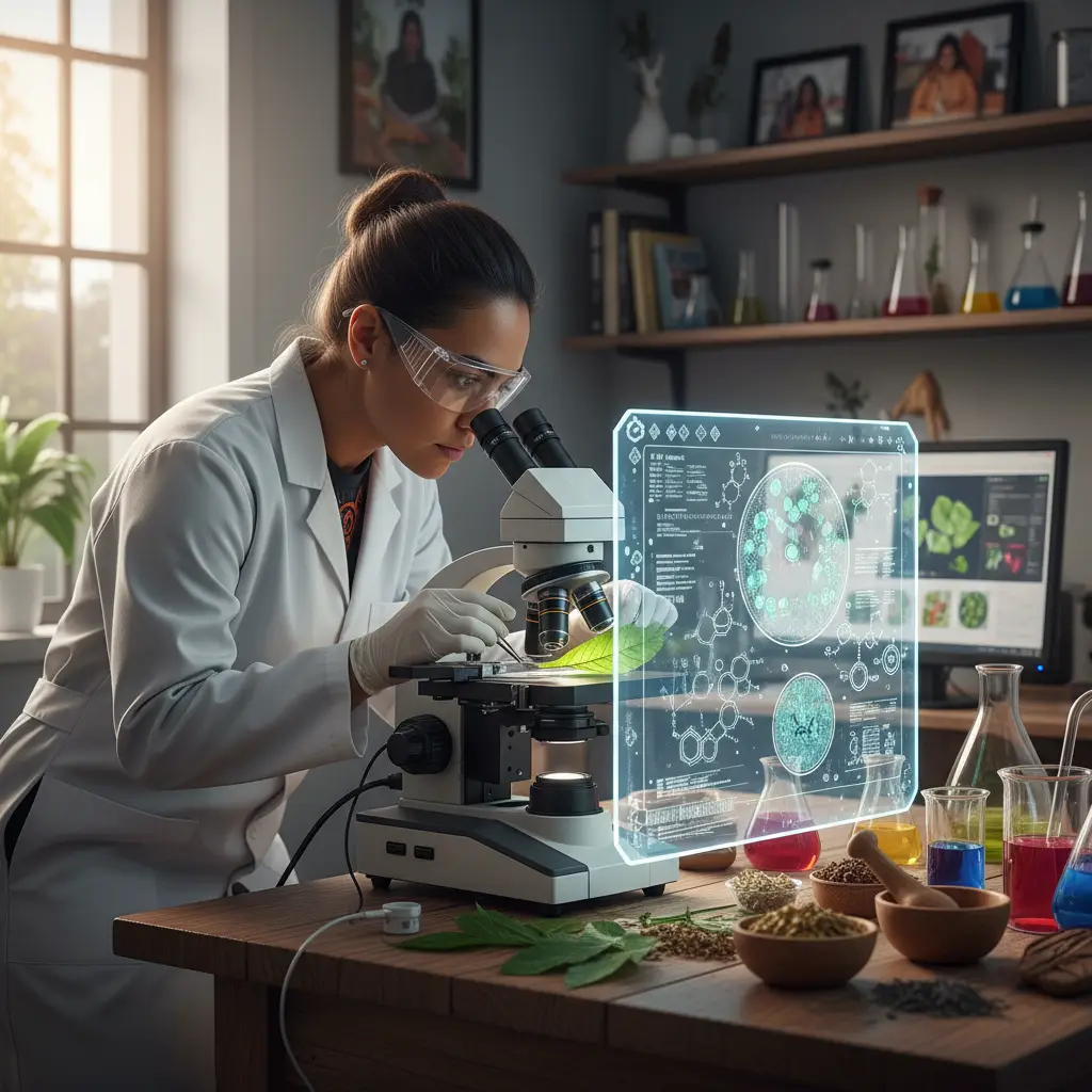 Scientific research of Māori medicinal plants in a laboratory