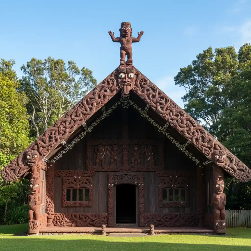 Māori meeting house representing the cultural seat of rongoa maori training