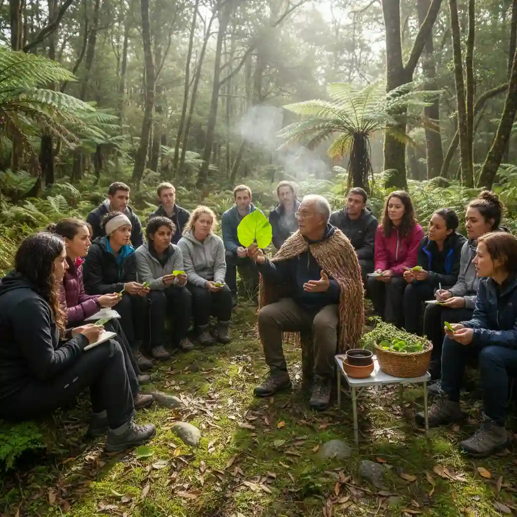 Intergenerational exchange during rongoā workshops in a forest