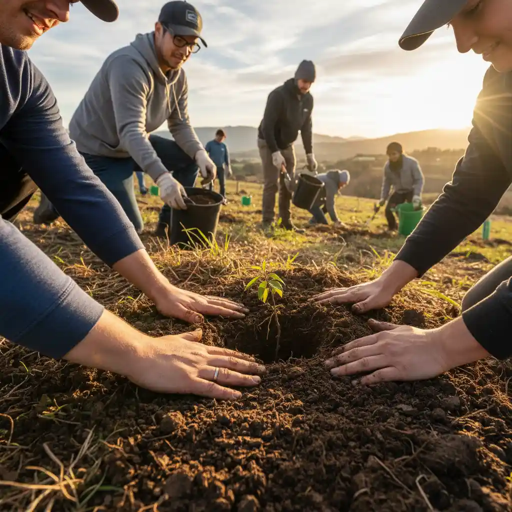 Community members engaged in active environmental restoration projects