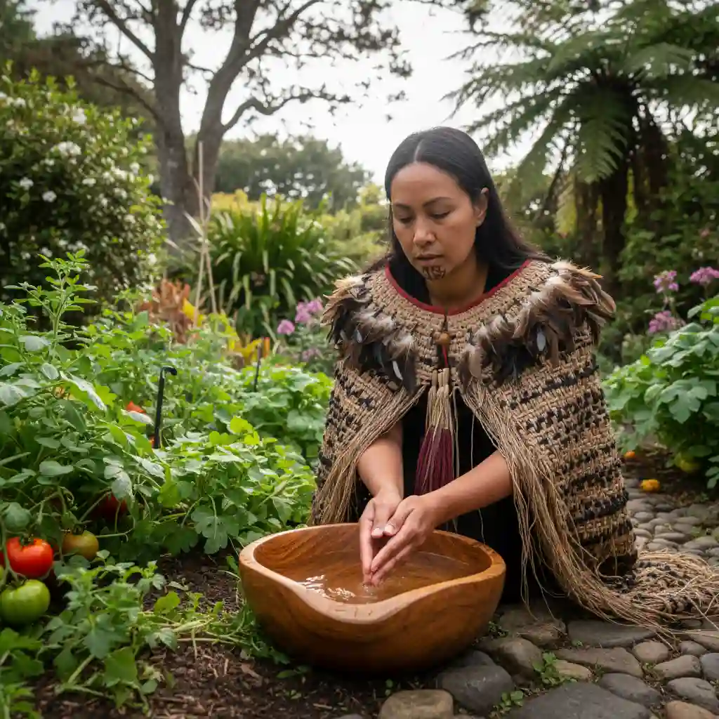 Ritual cleansing of hands before entering the garden