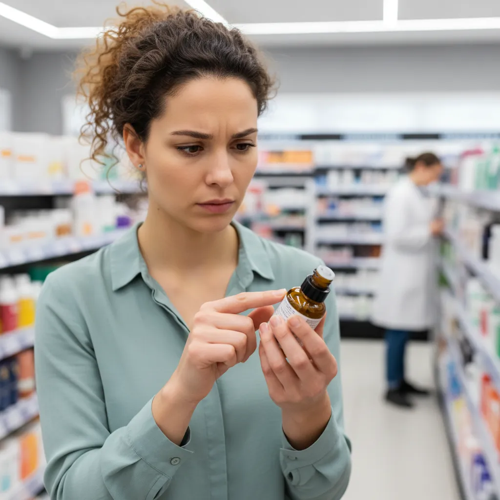 Consumer checking skincare ingredients for greenwashing