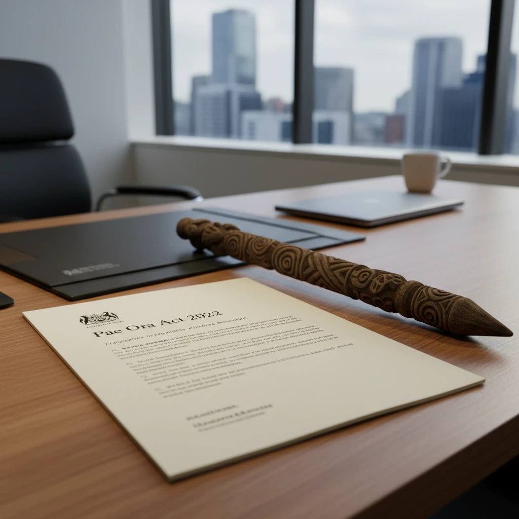 Legal frameworks and Te Tiriti o Waitangi documents in a professional setting