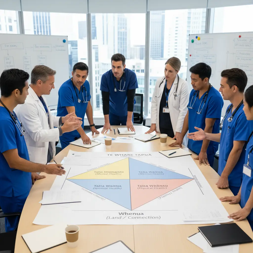 MDT team discussing holistic Māori health models