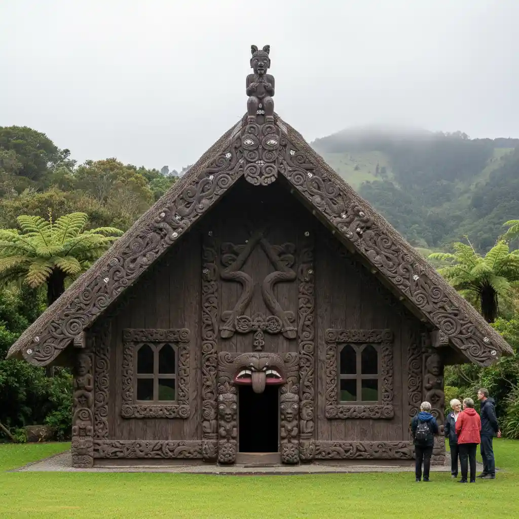 Wharenui representing collective Māori knowledge and sovereignty