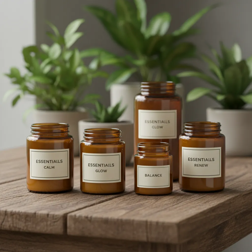 Finished Rongoā Māori balms and tonics in amber jars