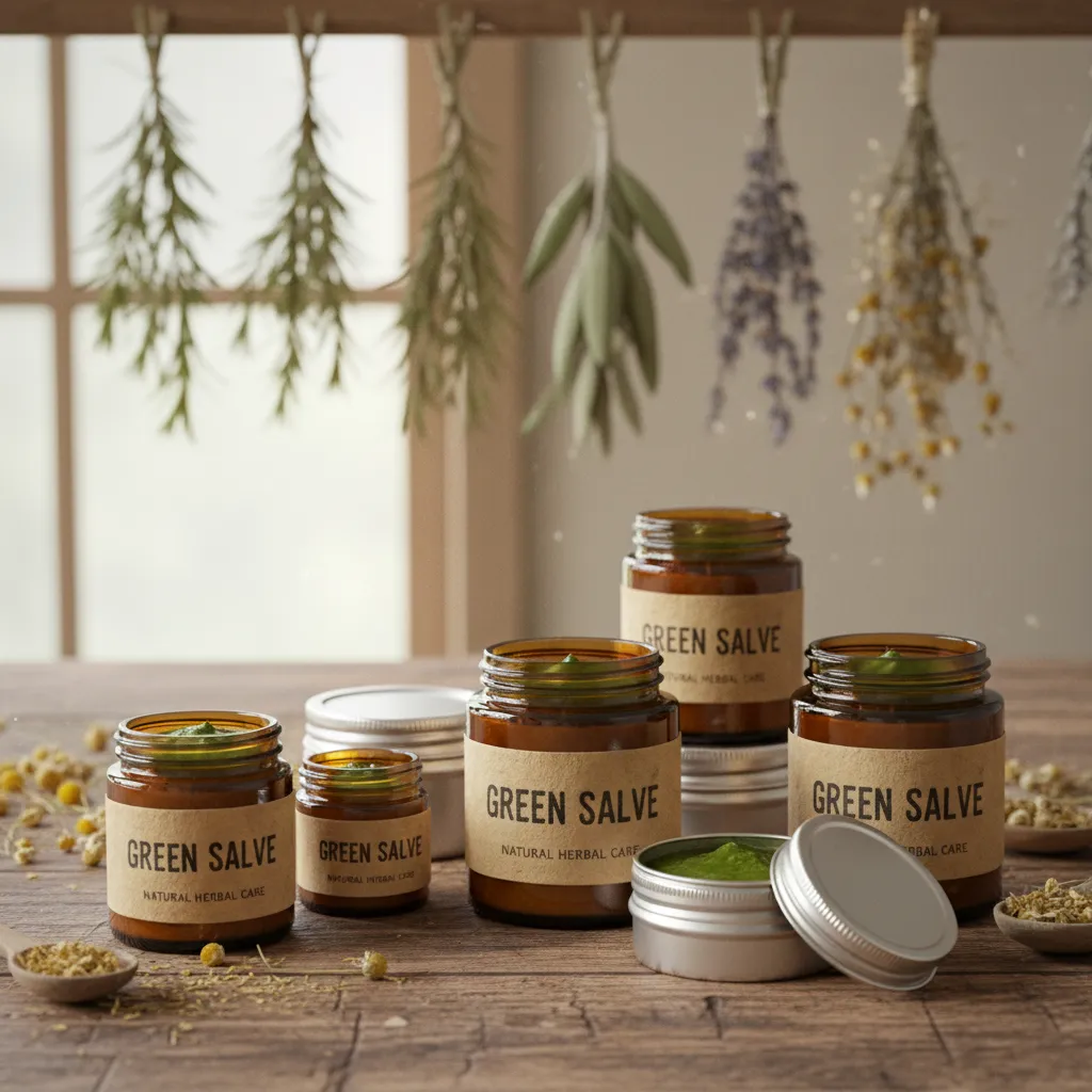 Finished jars of Kawakawa balm with professional labels