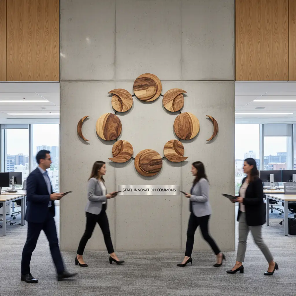 Modern office integrating Māori cultural elements and lunar cycles